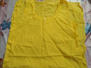 Yellow Chikenkari Kurti