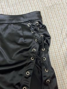 Edgy Black Lace-Up Mini Skirt