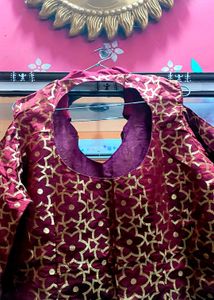 Elegant Maroon &amp; Gold Kurta