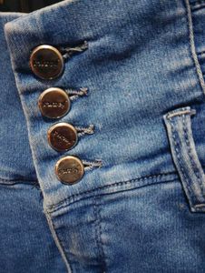 High Waisted Button Jeans