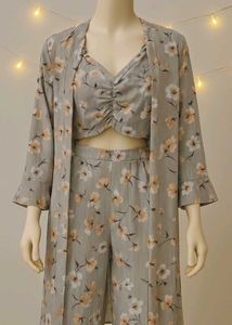 Crop Top With Pant and Jacket