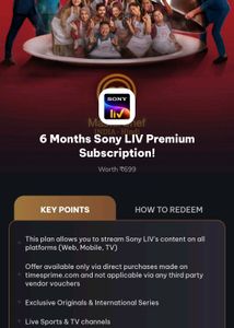 Sony LIV 6 Months Subscription.