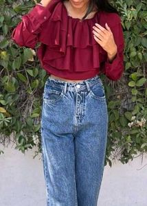 Ruffled Maroon Top