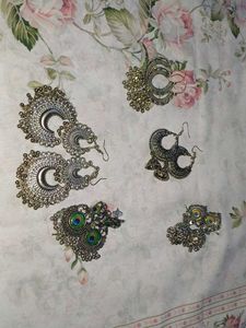 Assorted Silver Earrings Set of 5
