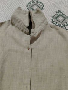 Tan Button-Down Blouse