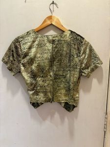 Vintage Green Velvet Wrap Top