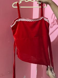 Red Velvet Lace Trim Cami