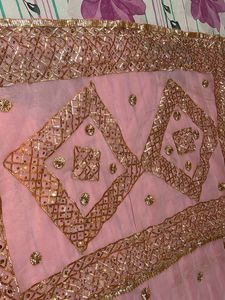 Pink &amp; Gold Embellished Saree