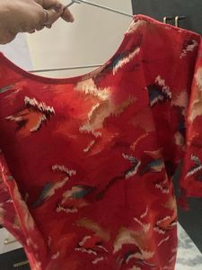 Red Printed Kurta
