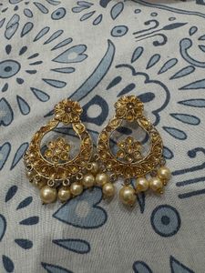 Elegant Gold-Tone Chandbali Earrings