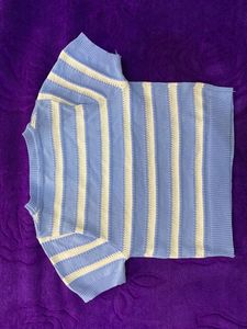 Blue Stripped Crop Top