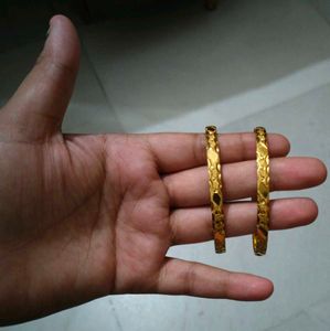 3 Pairs Sparkling Gold Bangles - Set of Two