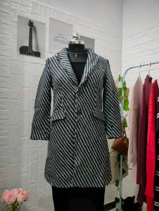 Classic Striped Woolen Coat