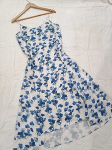 Imported White and Blue Floral Dress