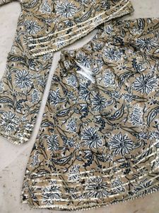 Cotton Floral Gota Patti Work Lancha For Baby Girl