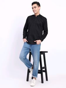 Trendy Black short kurta for boys