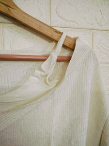 Off-Shoulder White Knit Top