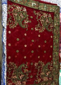 Elegant Red Netted Saree