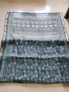 Teal Floral Print Saree✅