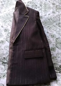 Striped Blazer with Gold Trim
