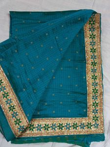 Work Saree - Sea Green