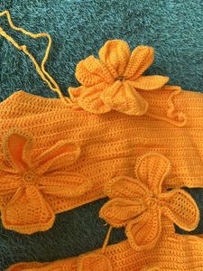 Wool/crochet  Material Dress With Flowers