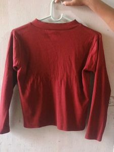 Red Zipper Mock Neck Top