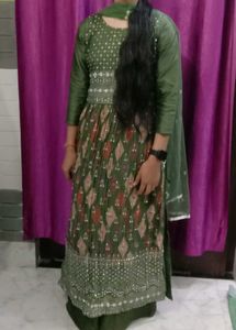 Olive Green Embellished Salwar Suit