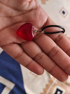 red heart y2k pendant with black cord