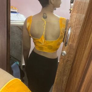 Yellow Hand Stitched Sleeveless Blouse