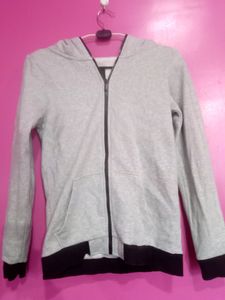 Grey Kawaii Cat zipper Hoodie