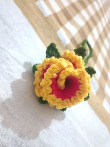 Crochet Rose Flower Bag Charm Keychain
