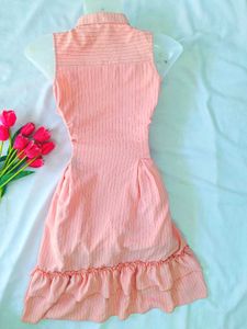 Cute Korean Ruffle Shirt Dress