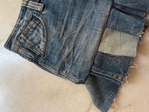Distressed Denim Mini Skirt