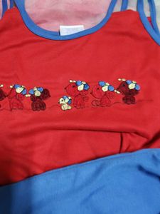 Blue Red Night Dress Capri