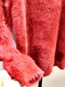 premium imported red eyelash knit turtleneck sweat