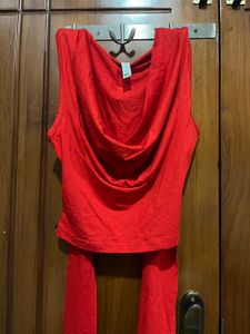 Newme red drape top