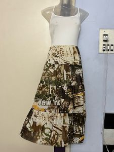 Pintrest Korean Tiered New York Print One Piece