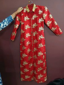 Red & Gold Embellished Kurta