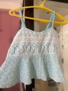 Cute Blue Embroidered Top
