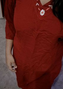 Red Embroidered Dress