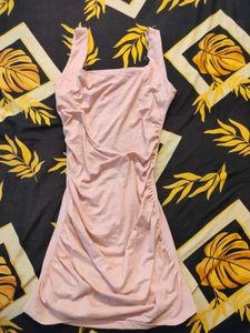 Pink Ruched Halter Bodycon Mini Dress
