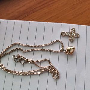 Heart Chain With Extra Free Floral Charm