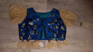 Elegant Blue Brocade Blouse