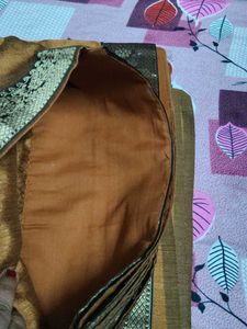 Brown &amp; Black Banarasi Silk Saree