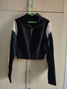Black Cropped Track Jacket