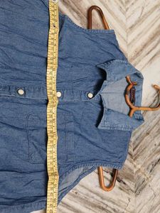 Sleeveless Denim Shirt For Girls