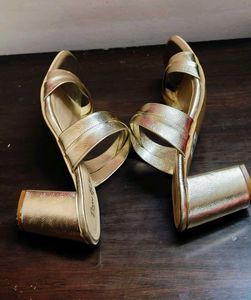 Rawhide Brand Women Gold Shiny Block Heel Sandal