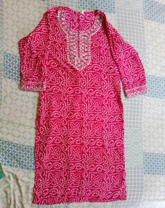 Pink Bandhani Kurta