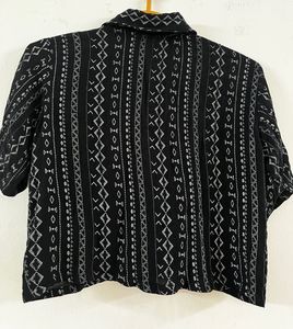 Black Patterned Short Sleeve shirt